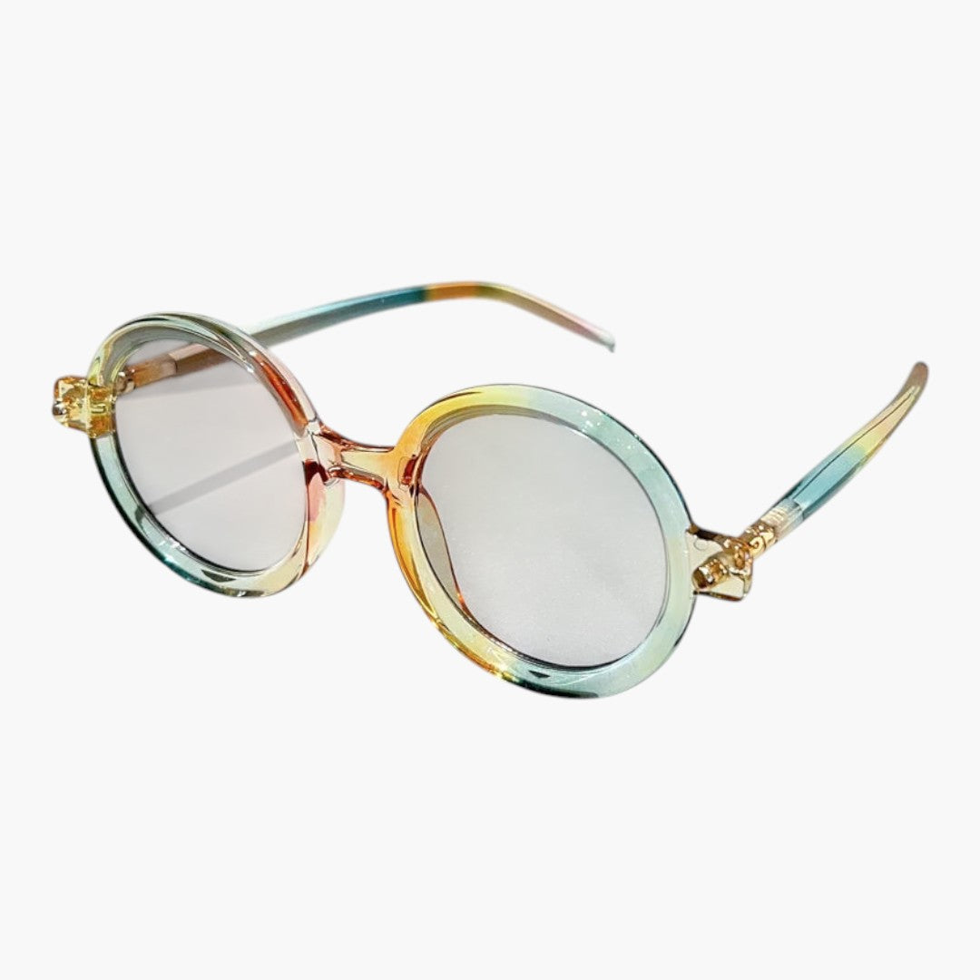 Women's sunglasses with round frame and wide temples