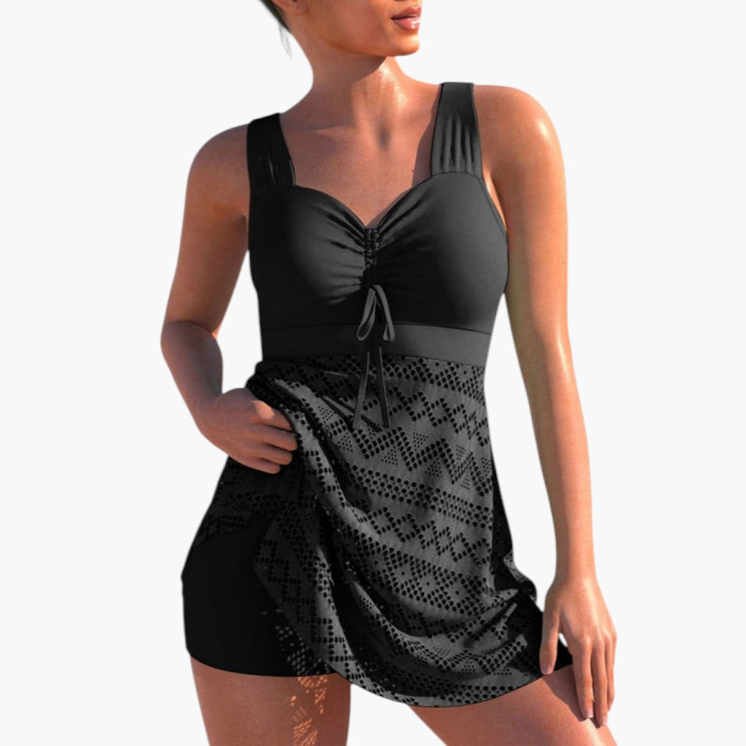 Lace swimsuit for women with ruffled top
