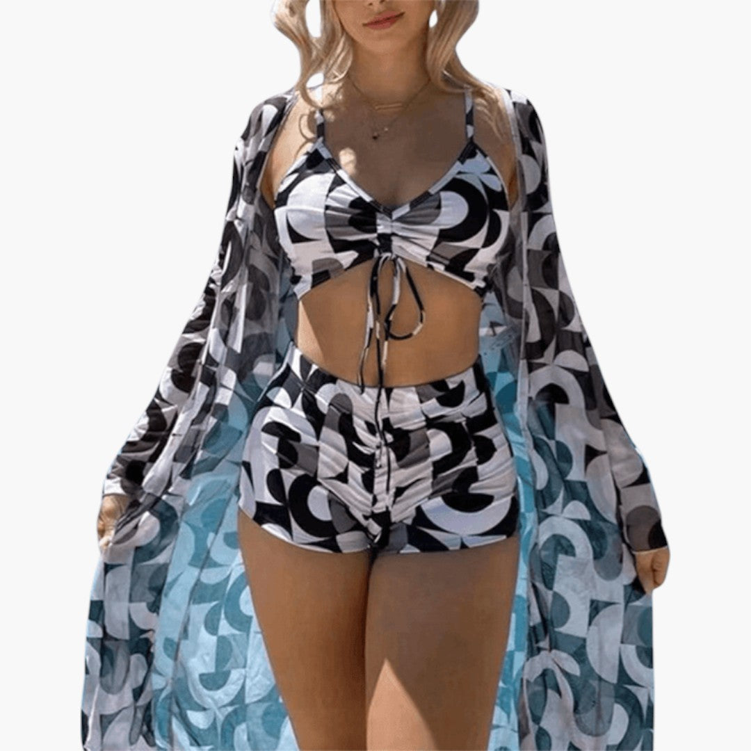 Ensemble bikini pour femmes avec haut à col en V