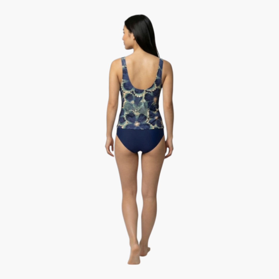 Maillot tankini estampado para mujer con parte superior sin mangas