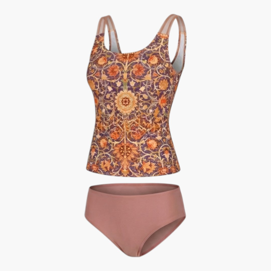 Maillot tankini estampado para mujer con parte superior sin mangas
