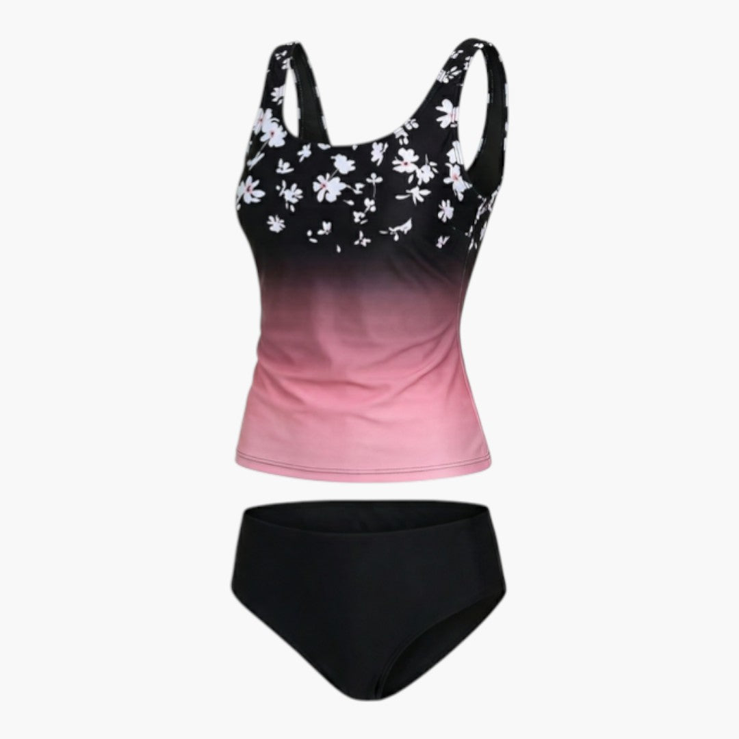 Maillot tankini estampado para mujer con parte superior sin mangas