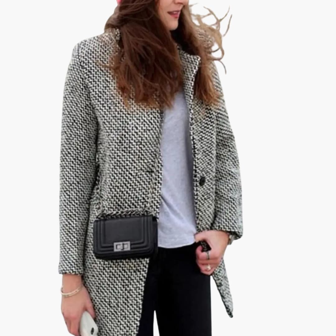 Cappotto blazer donna con bottone singolo e tasche laterali