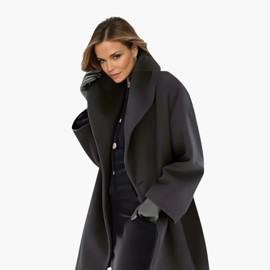 Manteau Femme Mi-Long avec Col Large