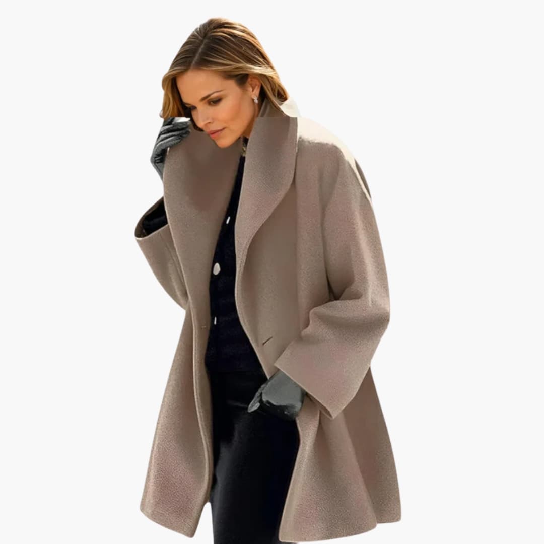 Manteau Femme Mi-Long avec Col Large