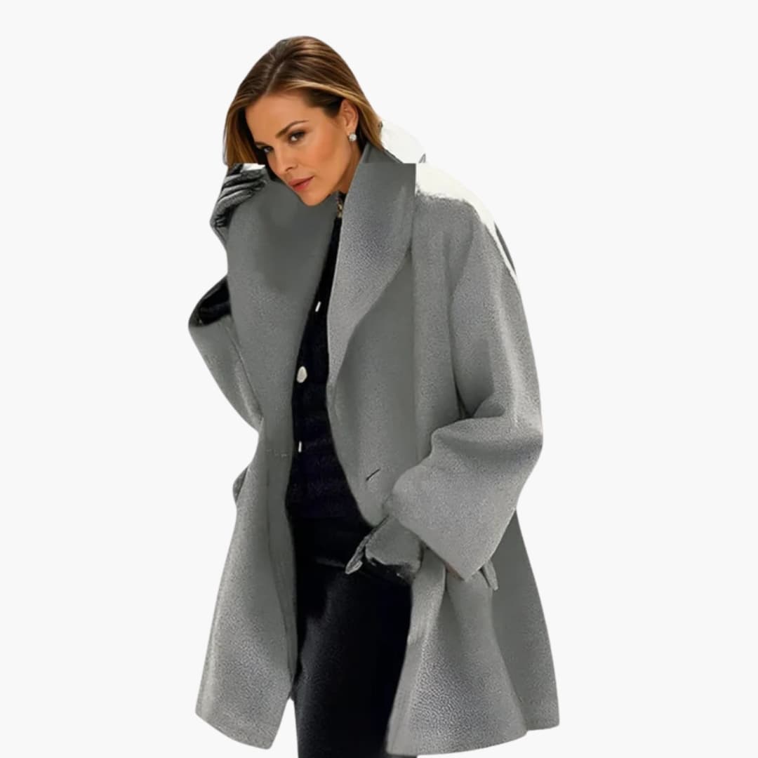 Manteau Femme Mi-Long avec Col Large