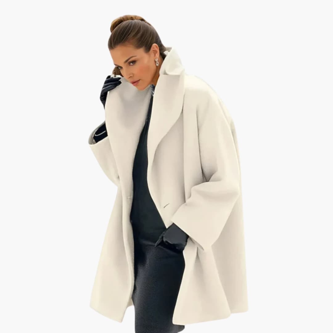 Manteau Femme Mi-Long avec Col Large