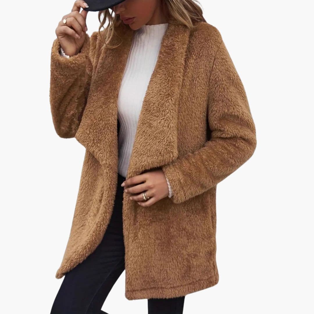 Manteau Femme Ouvert avec Surface Duveteuse
