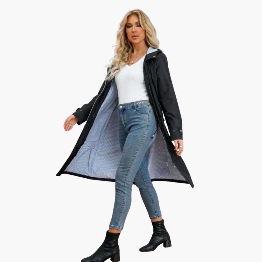 Manteau Femme à Capuche avec Taille Ajustable