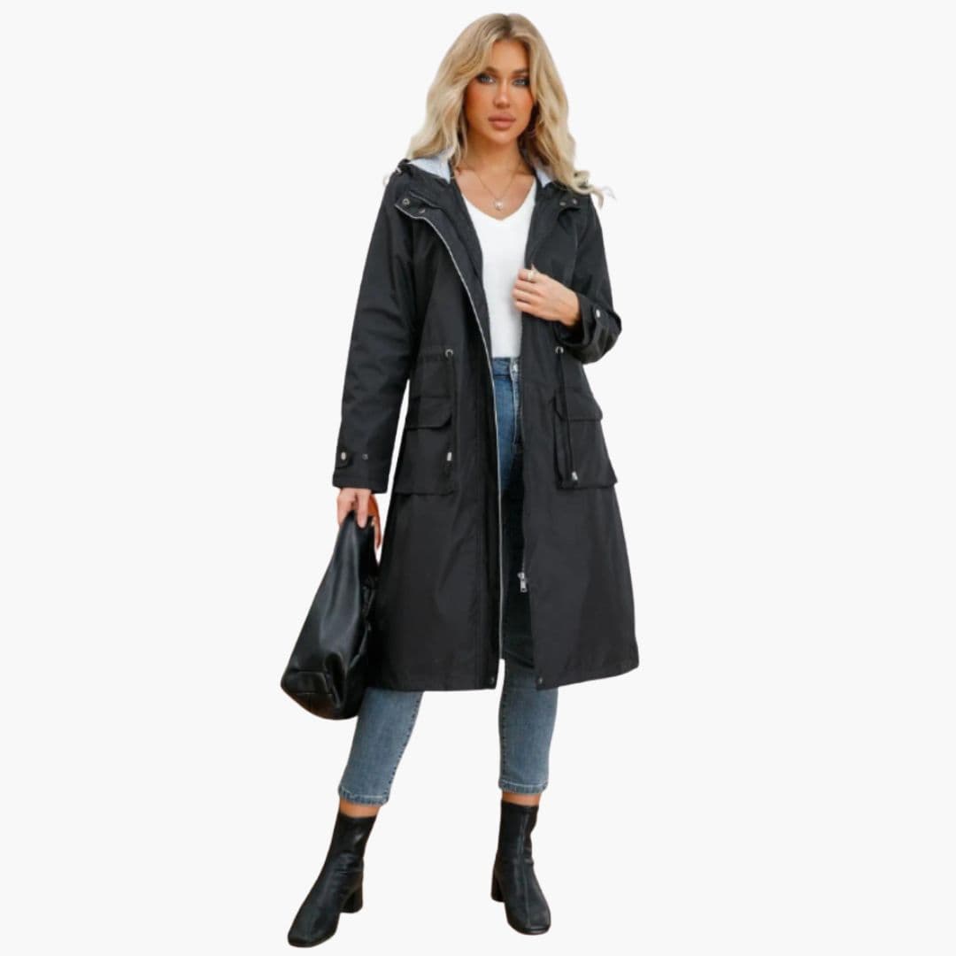 Manteau Femme à Capuche avec Taille Ajustable