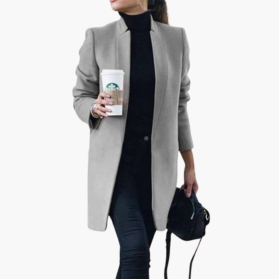 Manteau Femme avec Col à Revers et Ouverture Devant