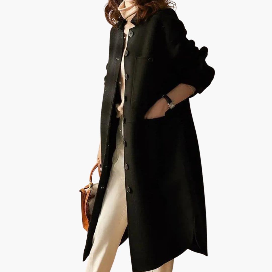 Manteau Long Femme avec Fermeture à Boutons