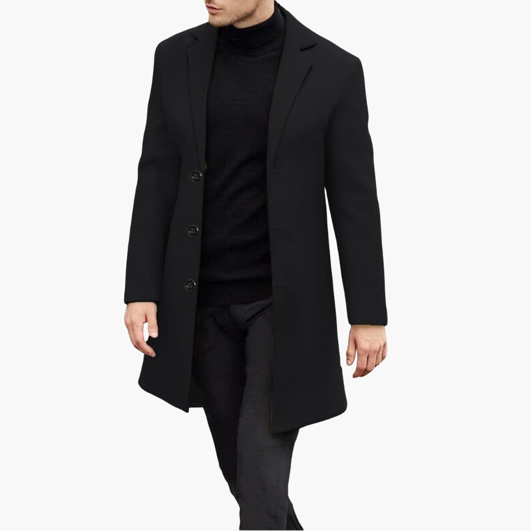 Manteau Long Homme avec Col à Revers