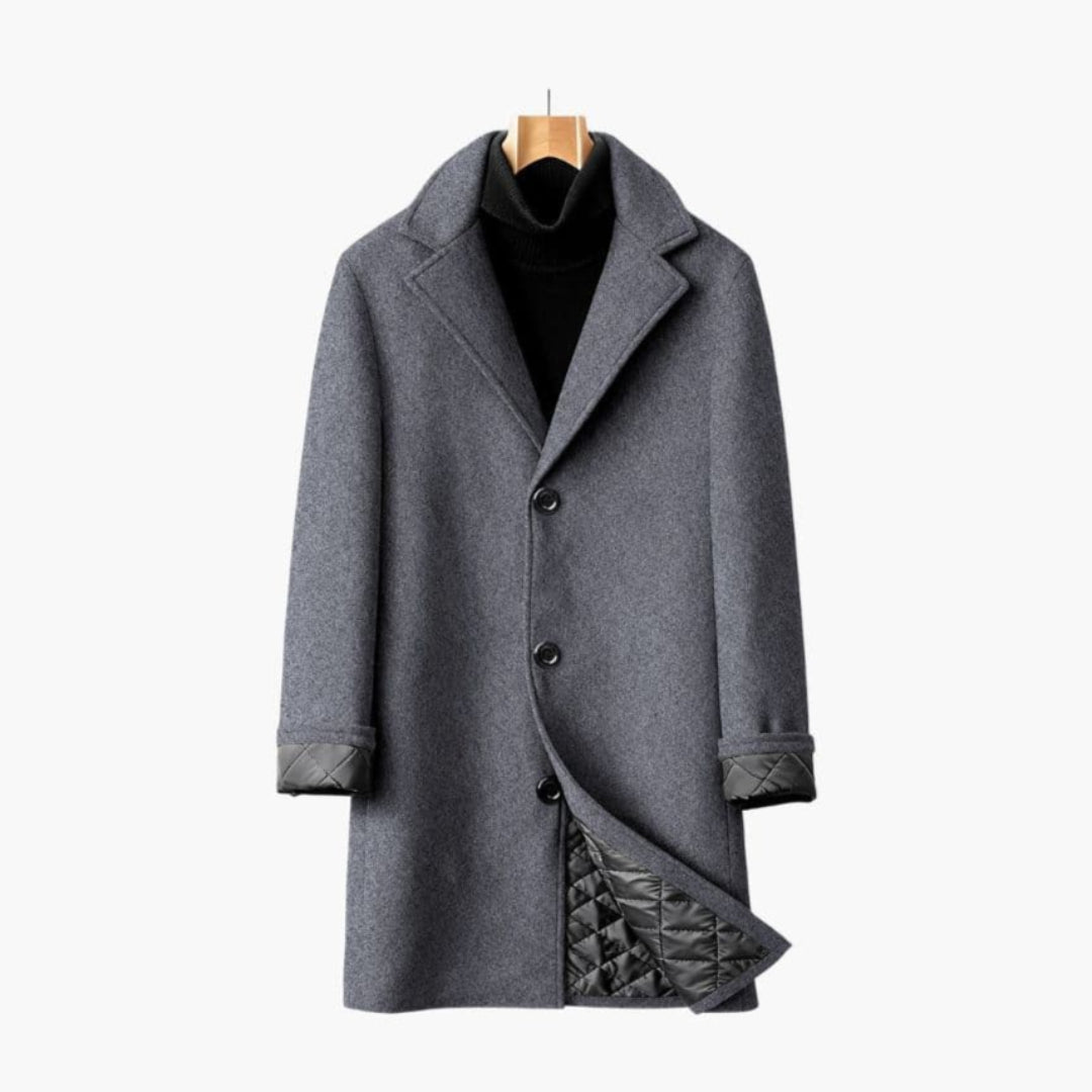 Manteau Long Homme avec Col à Revers
