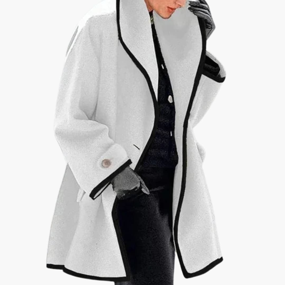 Manteau à capuche pour femme avec fermeture à boutons et poches avant