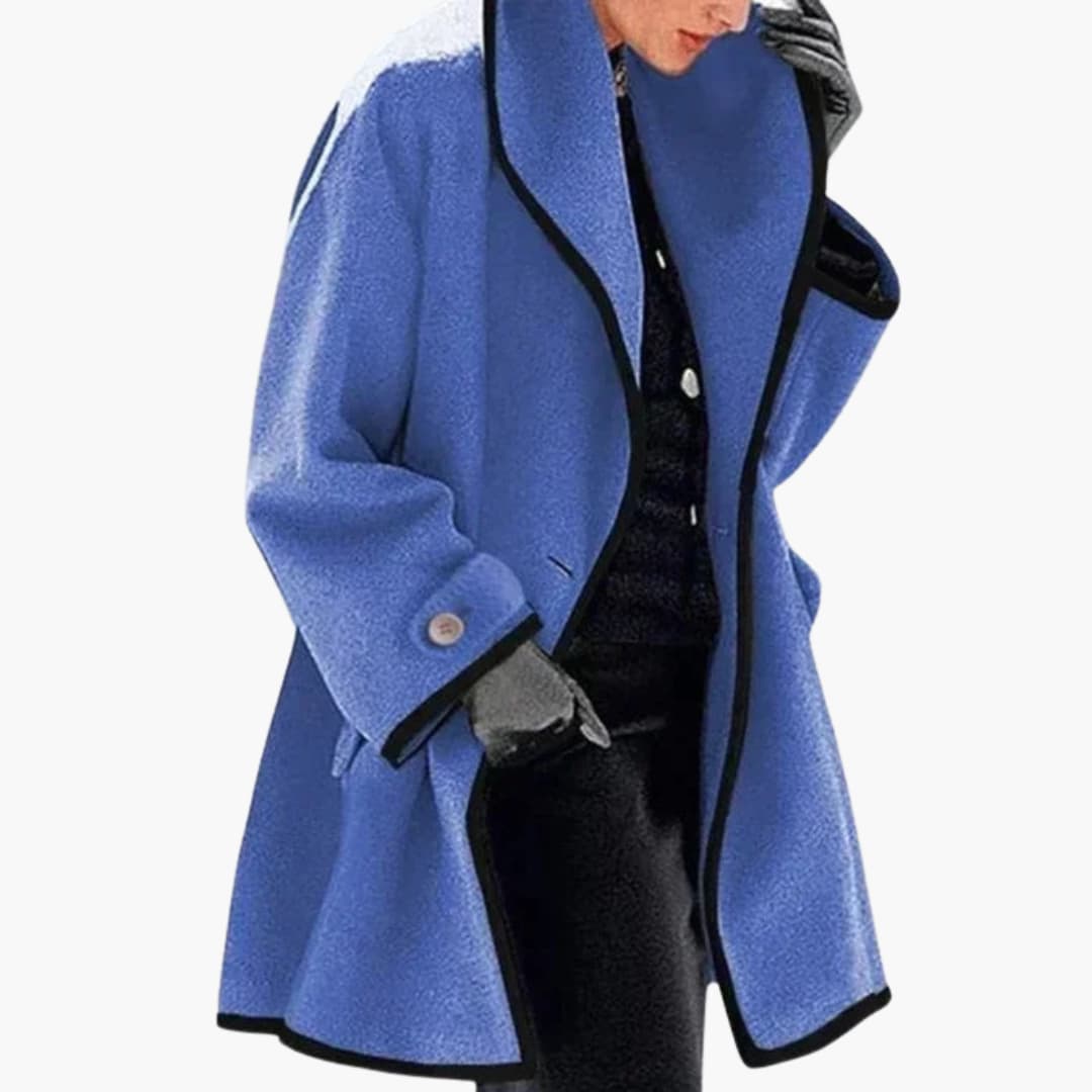 Manteau à capuche pour femme avec fermeture à boutons et poches avant
