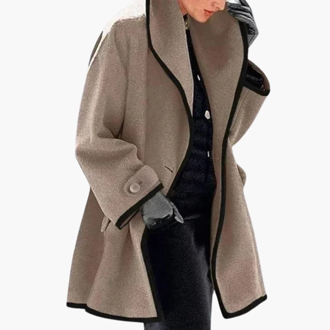 Manteau à capuche pour femme avec fermeture à boutons et poches avant