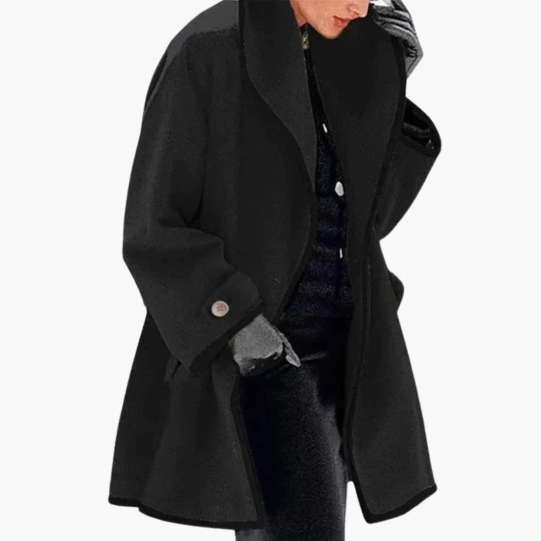 Manteau à capuche pour femme avec fermeture à boutons et poches avant