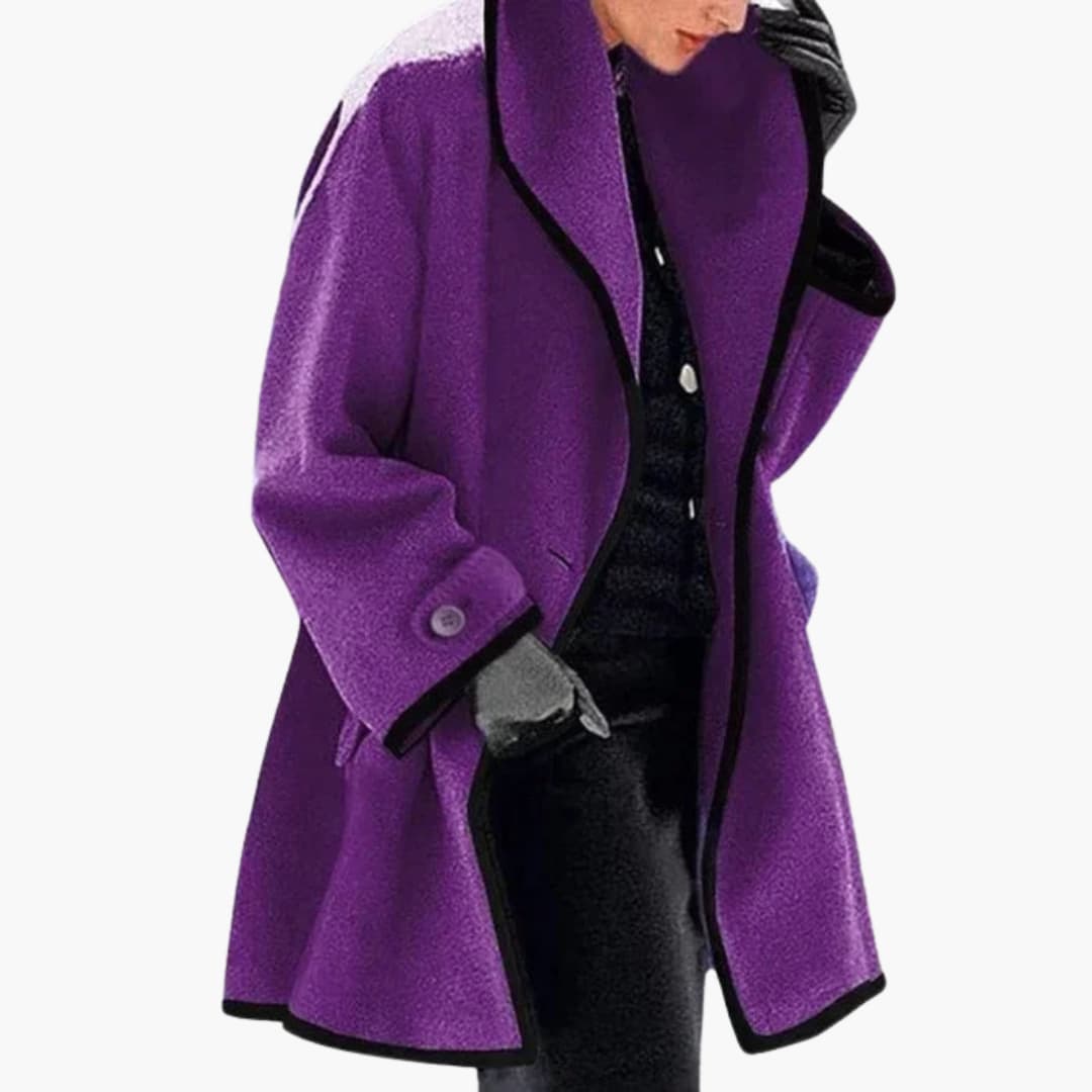 Manteau à capuche pour femme avec fermeture à boutons et poches avant