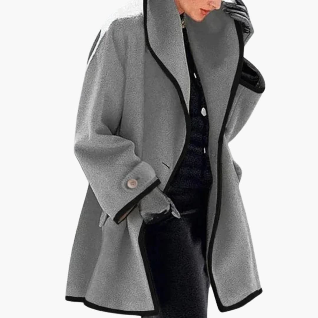 Manteau à capuche pour femme avec fermeture à boutons et poches avant