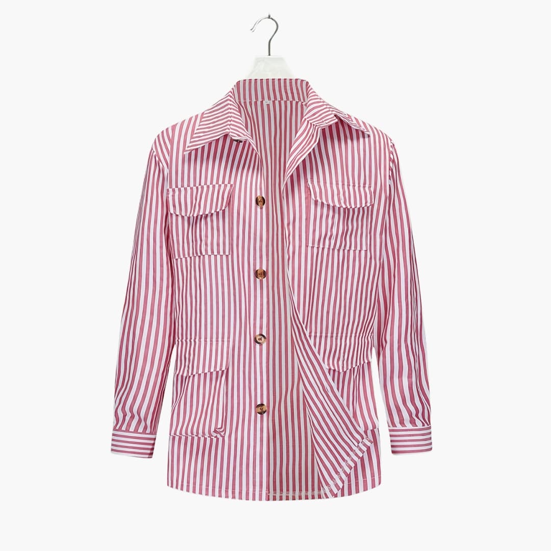 Manteau à rayures pour homme avec col classique et fermeture à boutons