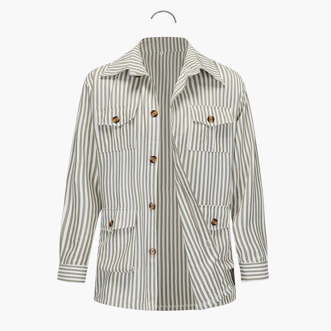 Manteau à rayures pour homme avec col classique et fermeture à boutons