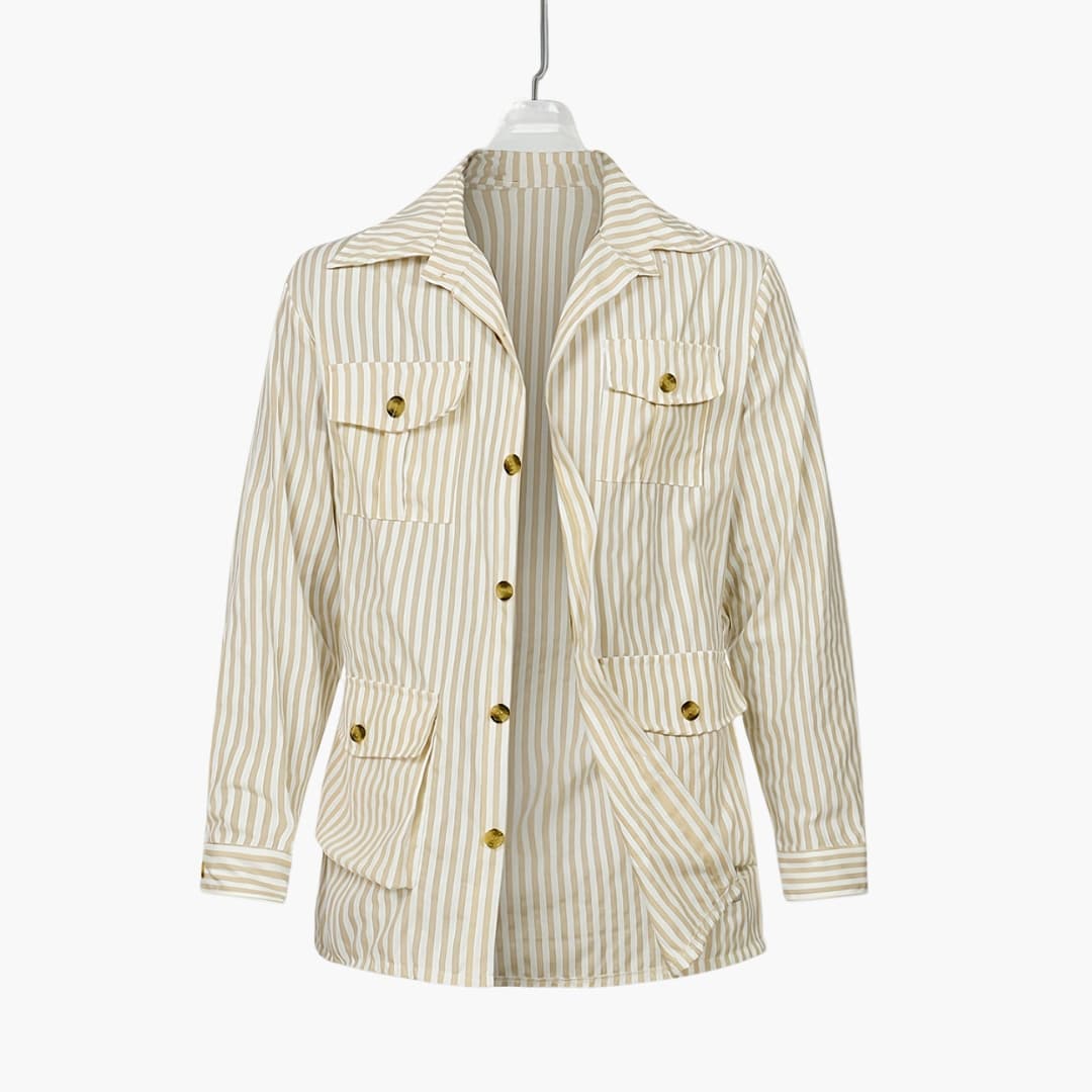 Manteau à rayures pour homme avec col classique et fermeture à boutons