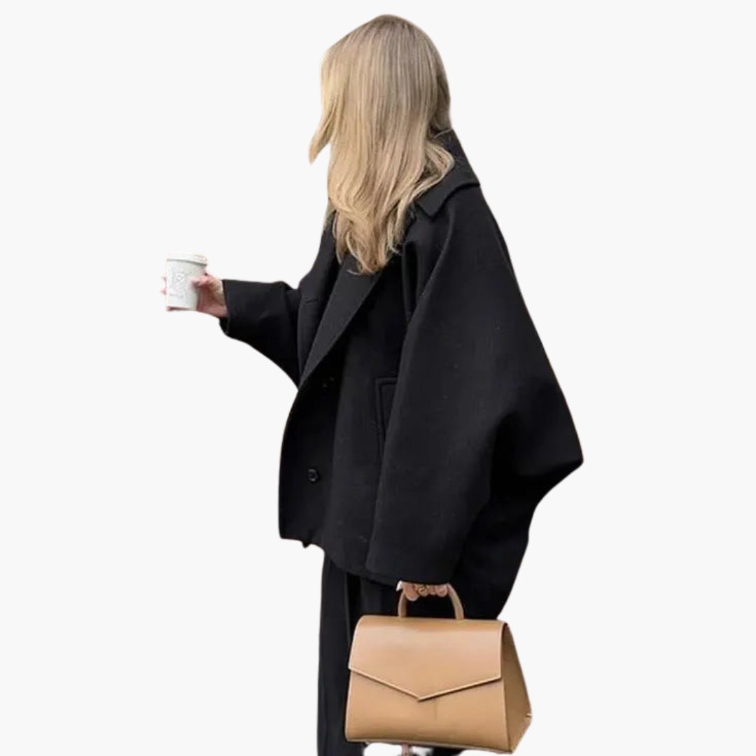 Manteau court femme avec col à revers et manches larges