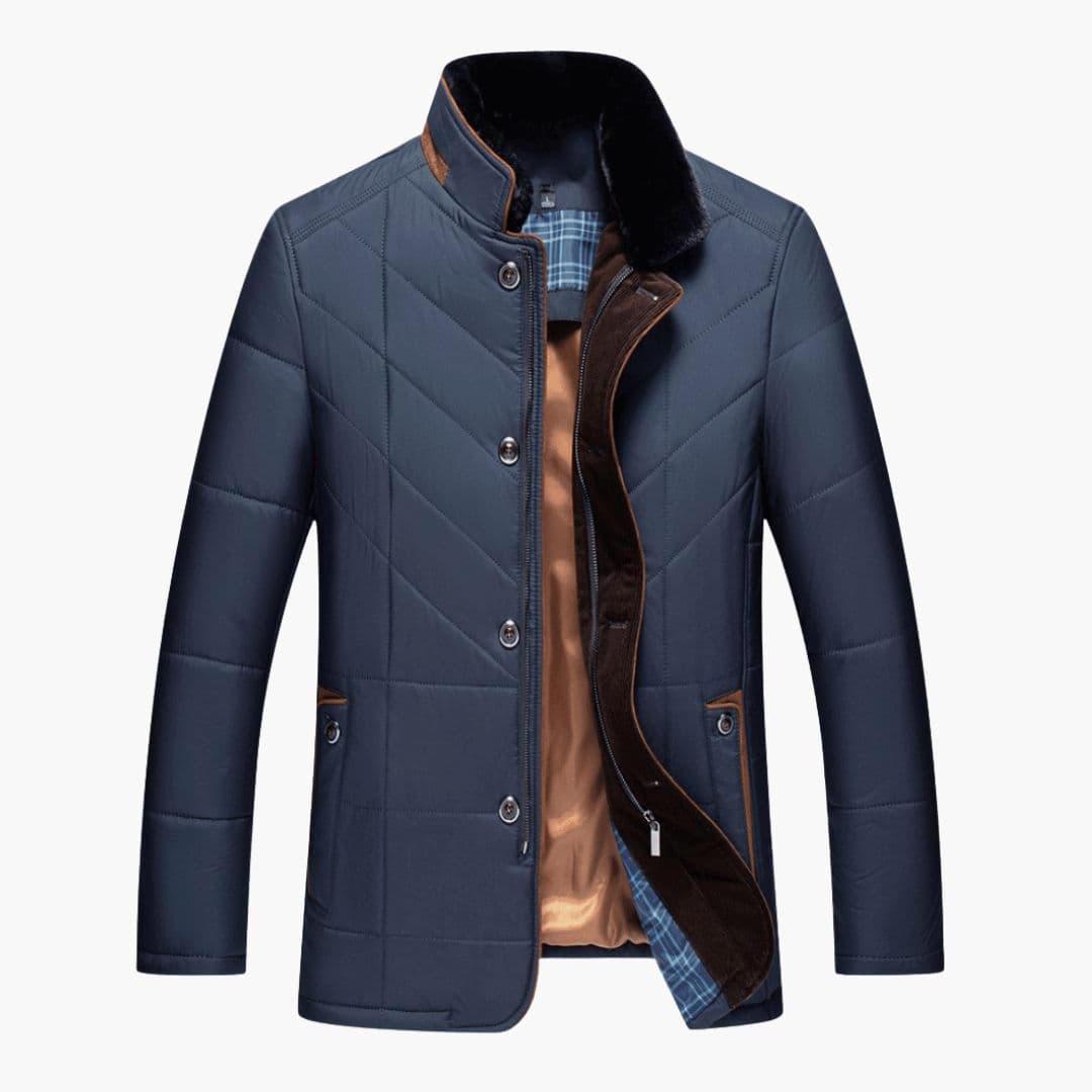 Manteau homme avec col montant et fermeture double