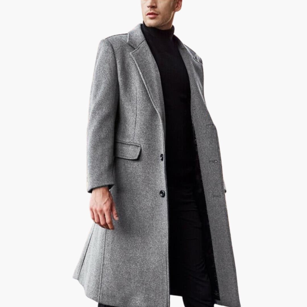 Manteau d’hiver long pour homme avec coupe classique et tissu chaud