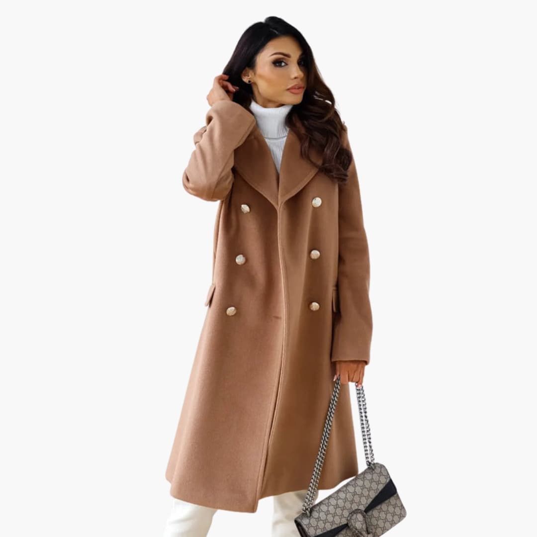 Manteau en laine pour femme à double boutonnage avec coupe élégante