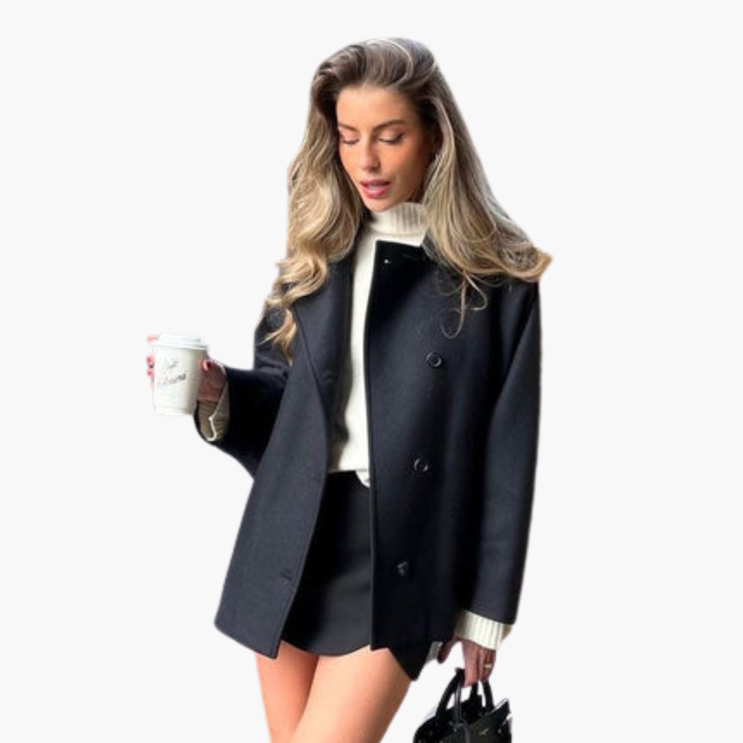 Cappotto donna con bottoni e collo ampio