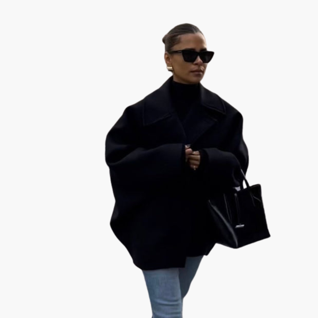 Cappotto donna con bottoni e collo ampio