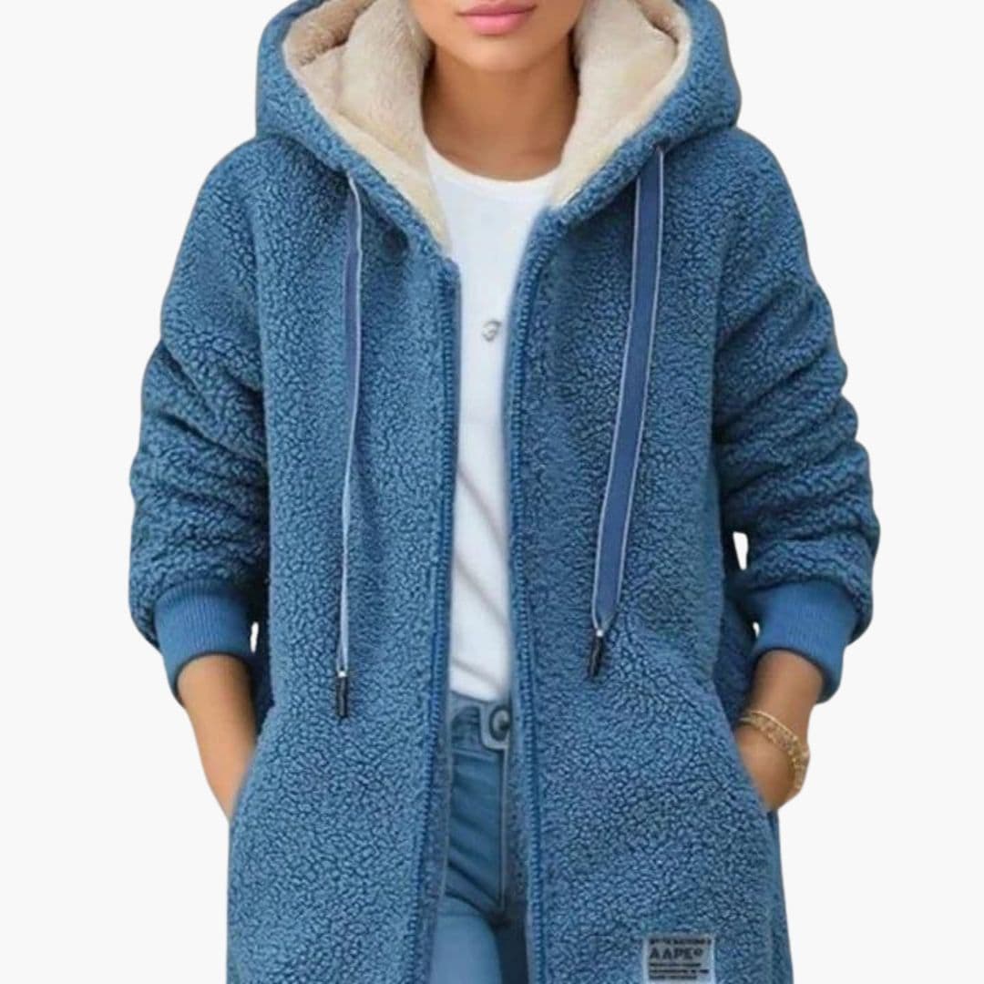 Manteau femme à capuche avec fermeture zippée