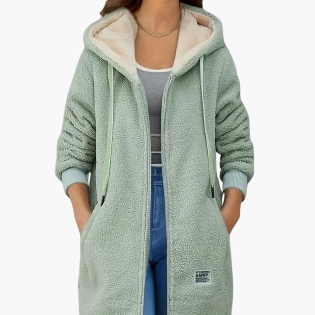 Manteau femme à capuche avec fermeture zippée