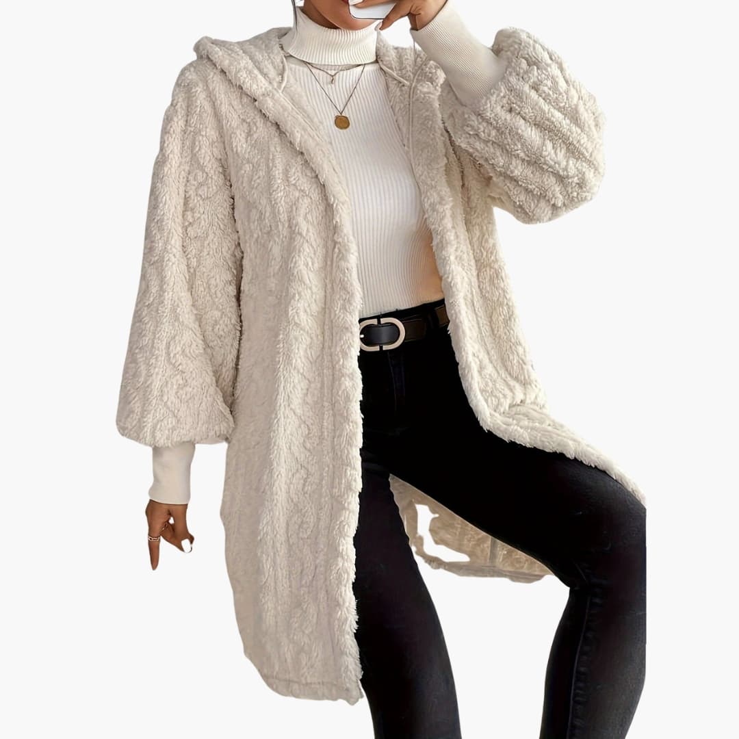 Abrigo de mujer con capucha y mangas largas