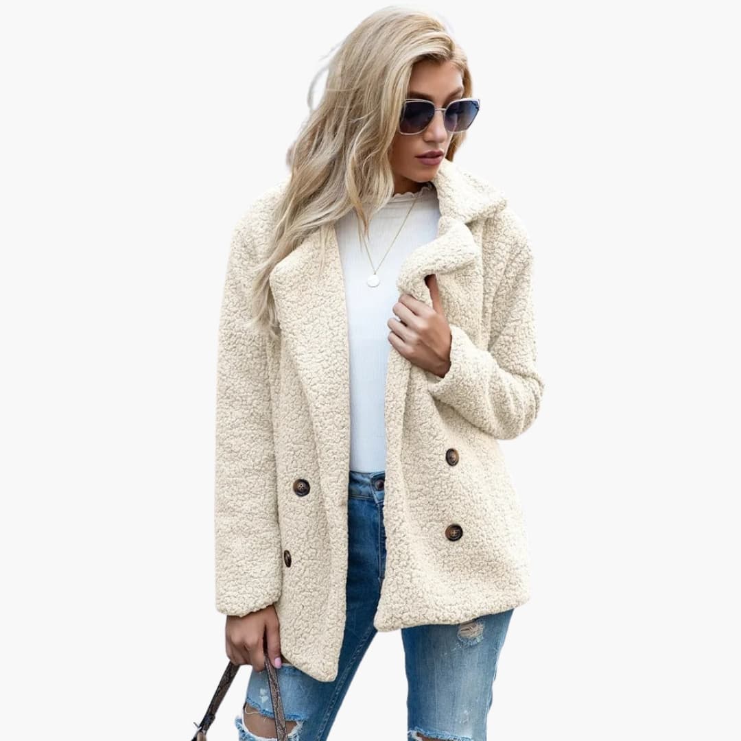 Manteau femme à col à revers avec poches latérales