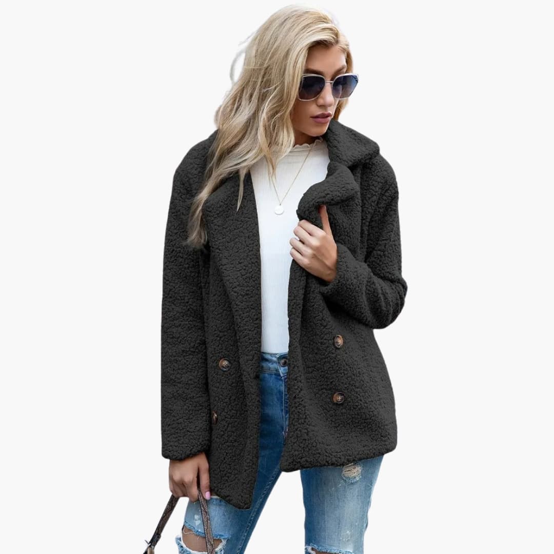Manteau femme à col à revers avec poches latérales