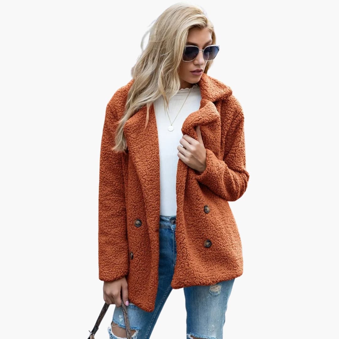 Manteau femme à col à revers avec poches latérales