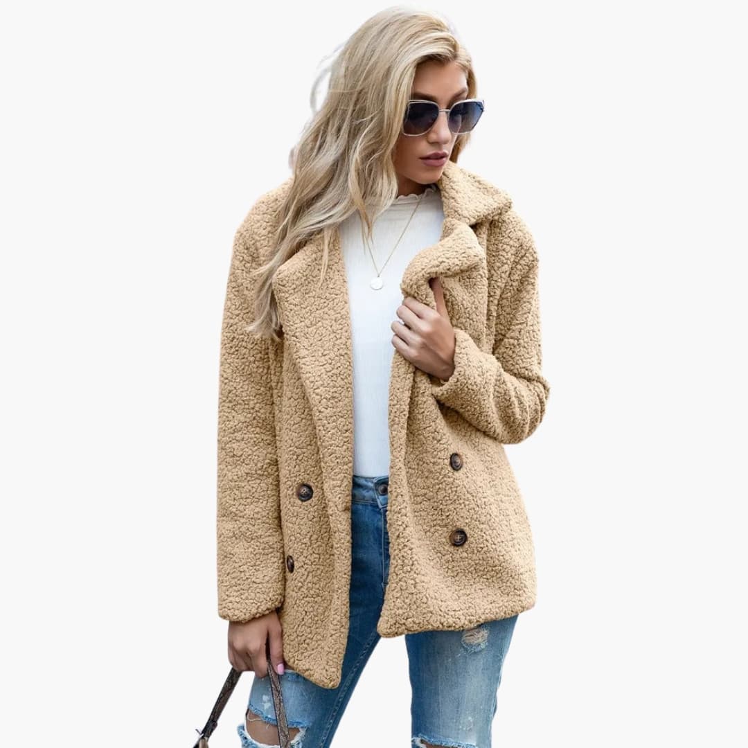 Manteau femme à col à revers avec poches latérales