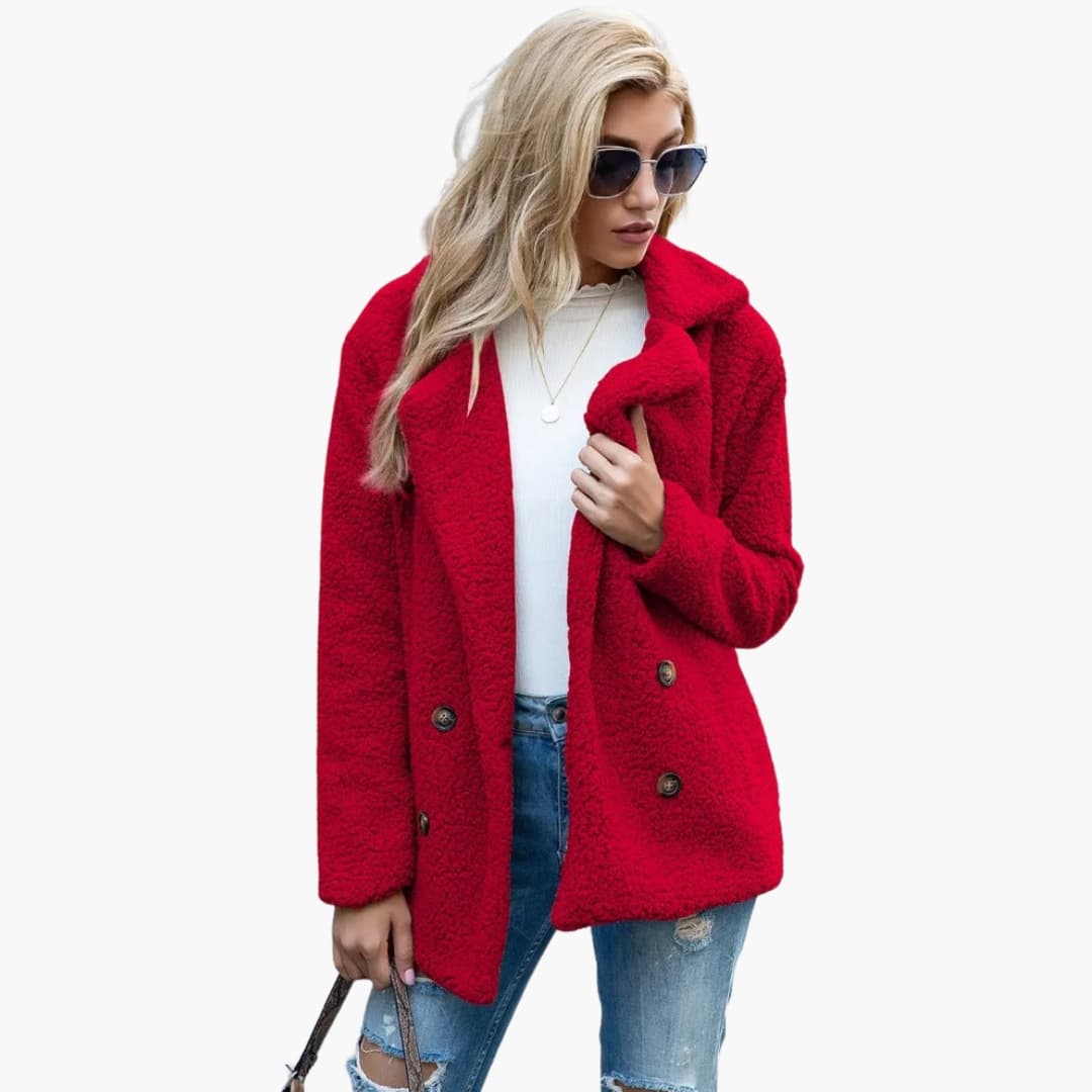 Manteau femme à col à revers avec poches latérales