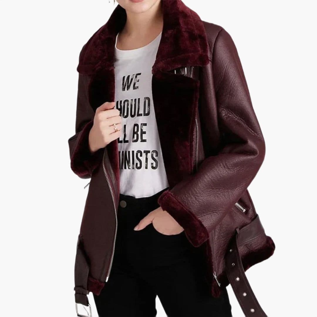 Manteau femme avec ceinture et poches zippées