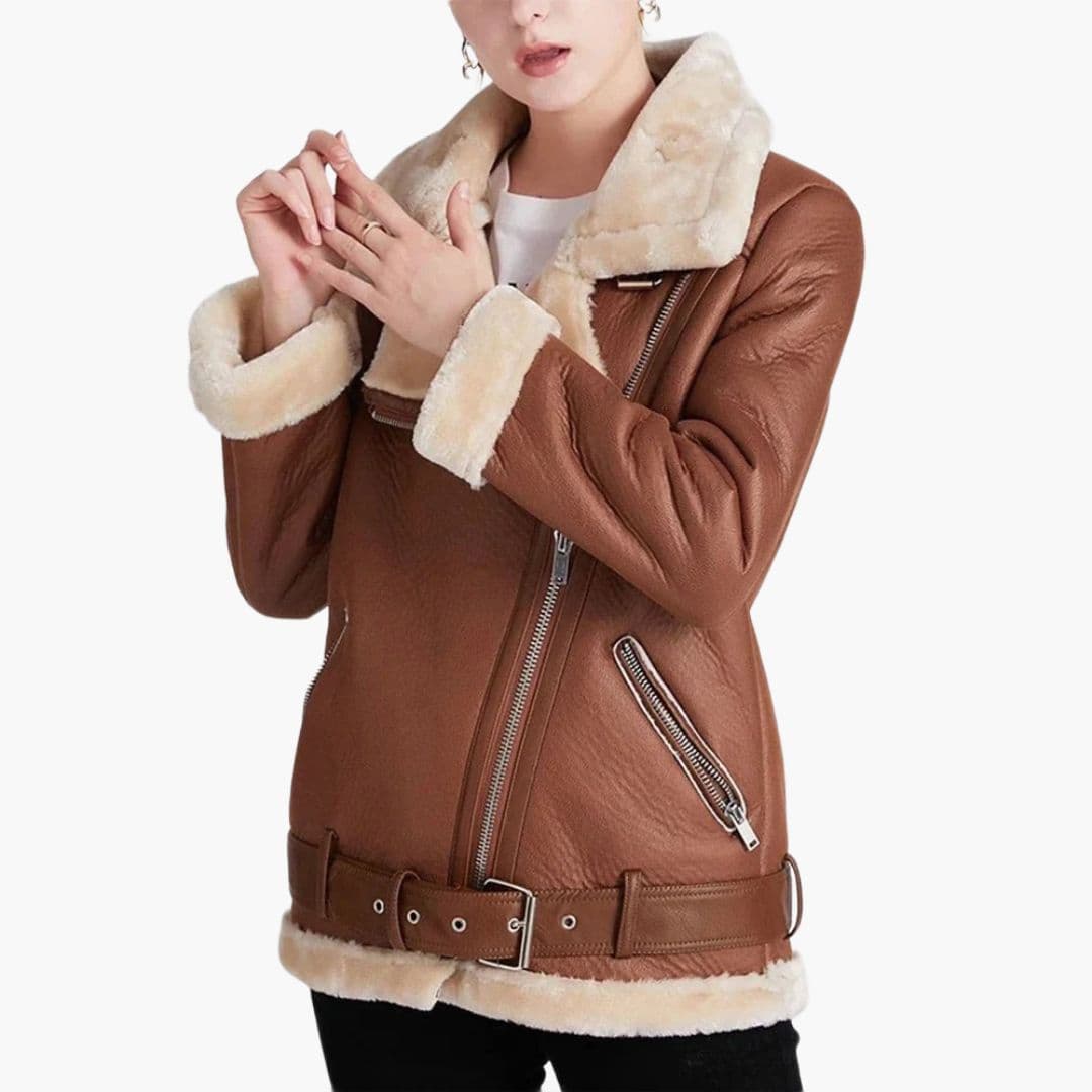 Manteau femme avec ceinture et poches zippées