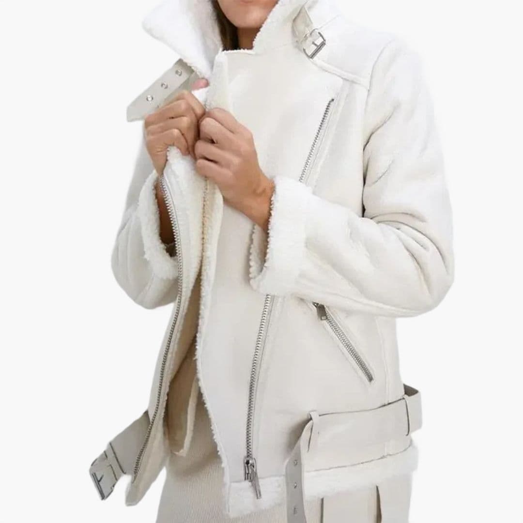 Manteau femme avec ceinture et poches zippées