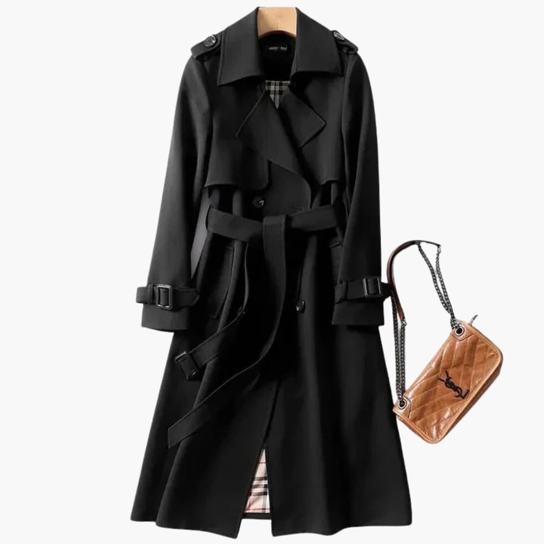 Manteau femme avec double boutonnage et surface tissée
