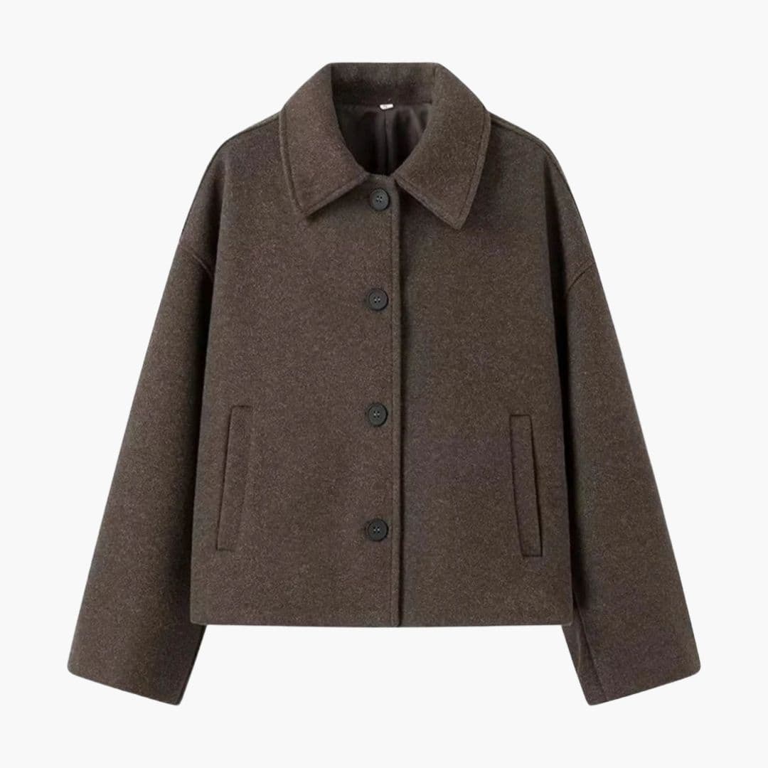 Manteau femme boutonné avec col chemise
