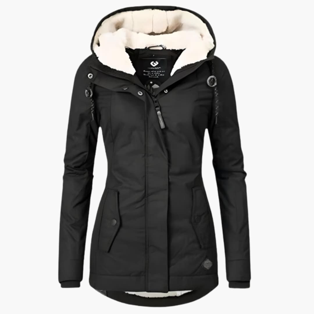 Manteau femme d’hiver avec capuche et doublure intérieure complète