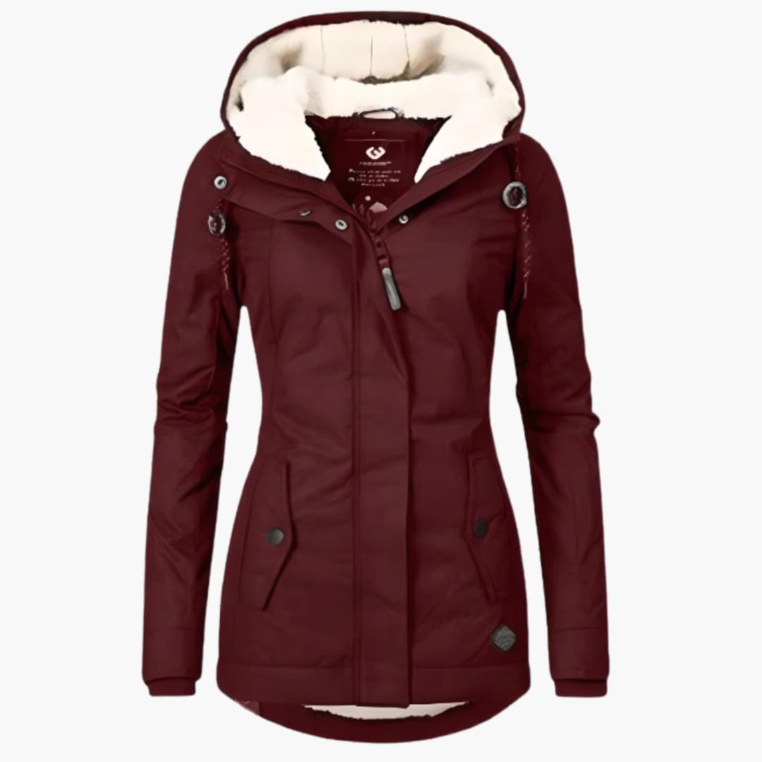 Manteau femme d’hiver avec capuche et doublure intérieure complète