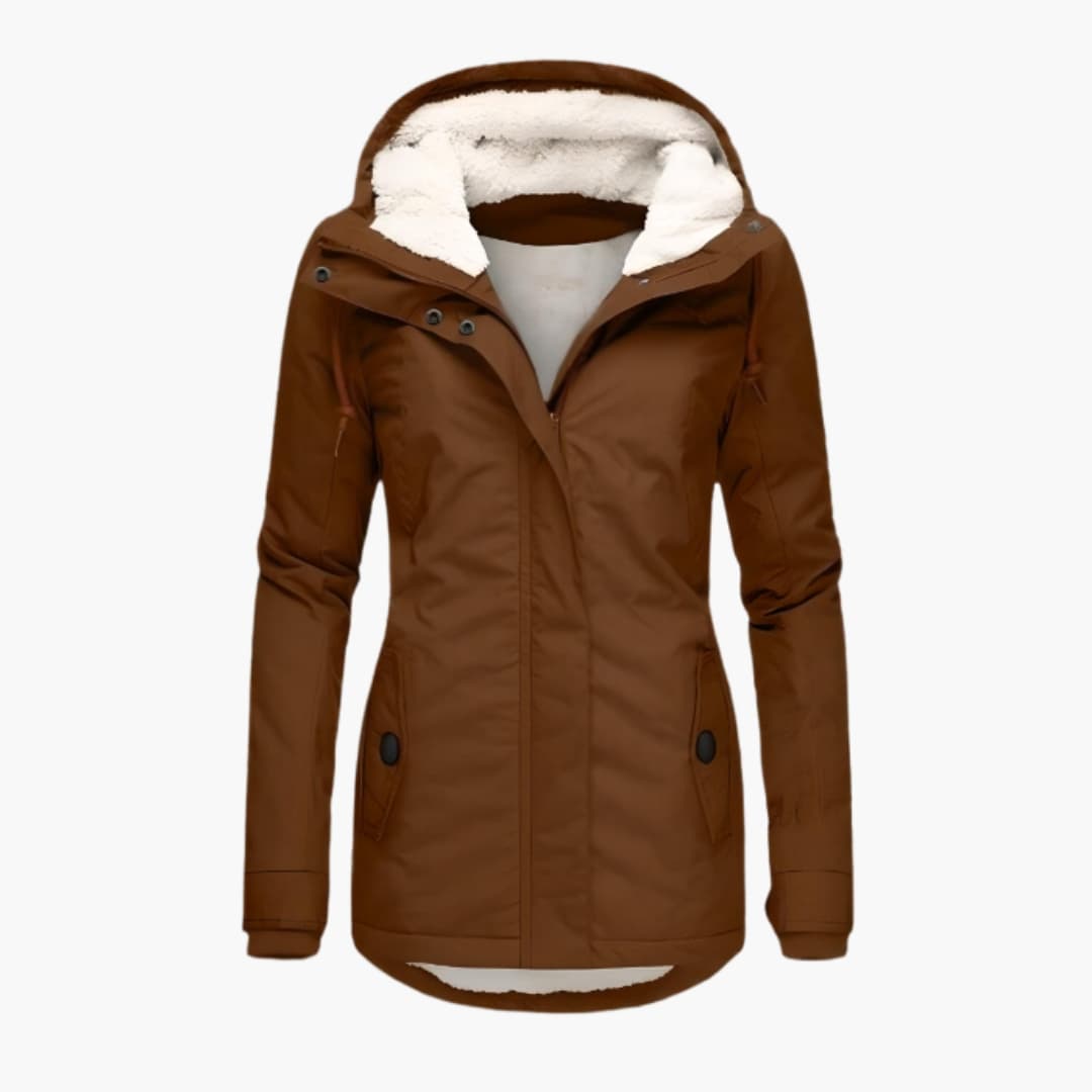 Manteau femme d’hiver avec capuche et doublure intérieure complète