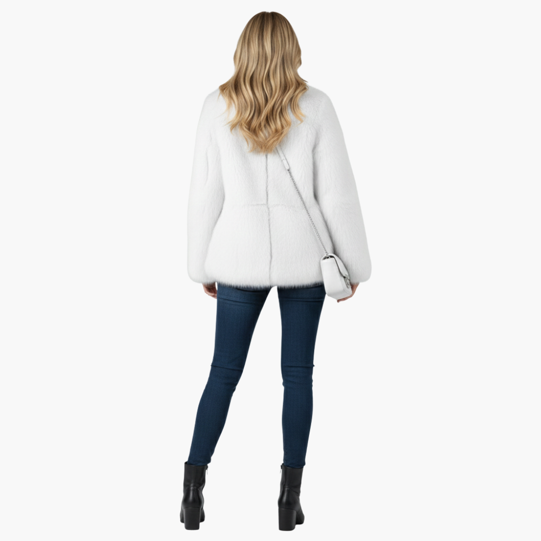 Manteau femme en fausse fourrure avec col à revers